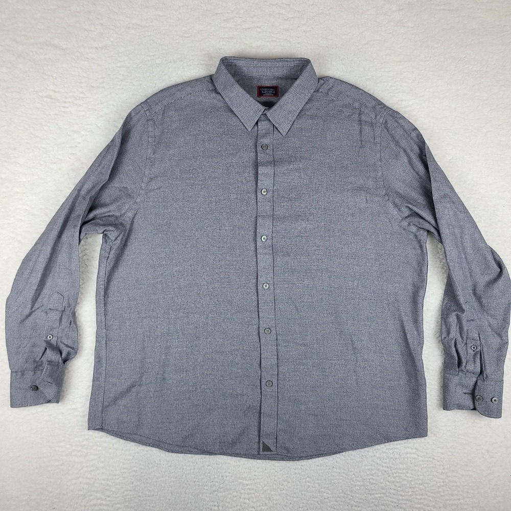 UNTUCKit Shirt Men 2XL XXL Gray Relaxed Fit Wrinkle Free Dress Flannel Button Up